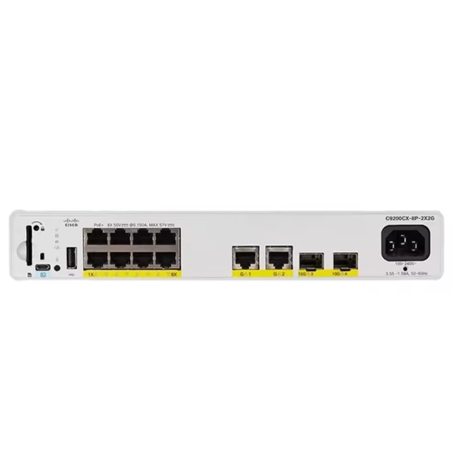 C9200CX-8P-2XGH-A for Catalyst 9200CX 8-Port 1G 2x10G & 2x1G PoE+ Switch with SNMP & QoS 60Gbps Capacity