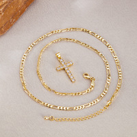 KAMMY Bijoux tendance en zirconium cubique catholicisme Cadeaux Femmes Hommes Plaqué or Chaîne en acier inoxydable avec pendentif croix