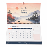 Calendrier mural en papier personnalisé avec logo imprimé en gros 2027, section de rappel des dates importantes, mise en page mensuelle pour usage au bureau