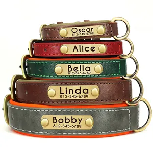 2023 Hot Sale Heavy Duty Collar Personalized Pet ID Name High-Quality Cowhide Leather Luxury Other Pet Collars