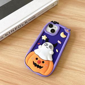 Custodia per Telefono in Silicone 3D a Forma di Zucca e Fantasma di Halloween per iPhone <span class=keywords><strong>14</strong></span> 15 16 Pro Max, Custodia in TPU - Product Image 2