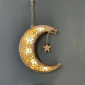 DAMAI Ramadan Mubarak Eid Decorations Wooden Moon <b>Star</b> <b>Lights</b> Table Ornaments for Home Party Supplies - Product Image 4