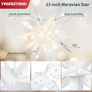 Luz Decorativa para Árbol de Navidad con Forma de Estrella Morava Grande de 23 Pulgadas, con Control Remoto a Pilas, para Colgar en Interiores/Exteriores, Color Blanco - Product Image 5