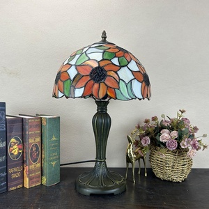 LongHuiJing European Stained Glass Sunflower Lampshade Mediterranean Multicolored 12-Inch Dome AC LED Adjustable Flexible - Product Image 5