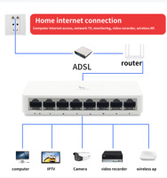 Switch Ethernet 8 ports 100M, boîtier en plastique, Plug and Play, réseau non géré, adapté aux caméras IP