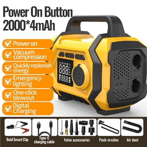 <span class=keywords><strong>Chargeur</strong></span> de batterie de voiture portable tout-en-un 12V avec <span class=keywords><strong>compresseur</strong></span> <span class=keywords><strong>d</strong></span>'<span class=keywords><strong>air</strong></span> <span class=keywords><strong>et</strong></span> <span class=keywords><strong>démarreur</strong></span> <span class=keywords><strong>d</strong></span>'urgence avec gonfleur de pneus - Product Image 4