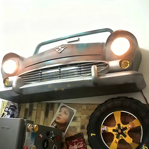 Décoration murale <span class=keywords><strong>vintage</strong></span> pour voiture sur mesure, tête de voiture en métal avec rangement pour espace commercial - Product Image 3