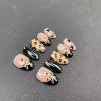 Kuku Pendek Almond Buatan Tangan Berkualitas Tinggi dengan Bintang Lima Berujung yang Dilukis Tangan dalam Gaya Punk, Dapat Digunakan Kembali, Grosir Pabrik.