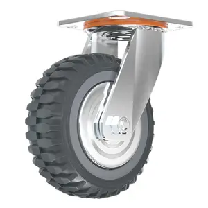 durable wear-resisting grey pu heavy duty industrial trolley caster wheel with brake and dust cover