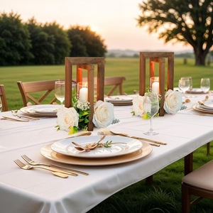 Lanterne de table en bois vintage pour mariage, support de bougie décoratif avec roses pour événements en extérieur - Product Image 1