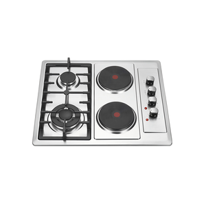 7 gün hızlı kargo 4 brülör paslanmaz çelik Panel gazlı ocak, mat emaye Pan destek 2 elektrikli ve 2 gaz LPG soba ocak - Product Image 1