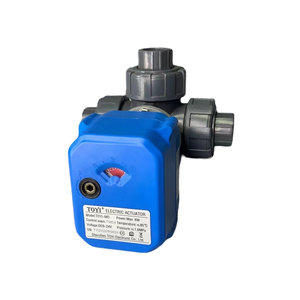 Ac/DC24V AC220V điện bóng van <span class=keywords><strong>2</strong></span>/3 chiều uPVC PVC nước nhựa cơ giới với thiết bị truyền động điện OEM hỗ trợ - Product Image 2