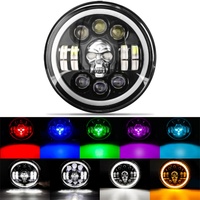 Système d'éclairage de moto tout-terrain Auto Hi-lo avec lentille DRL jaune et blanche, phares LED ronds de 7 pouces pour Jeep Wrangler JK JL