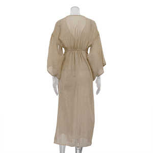 Nuovi produttori donna primavera scollo a V abiti avvolgenti per la casa abbigliamento da casa abito da notte in cotone 2024 per abbigliamento doganale - Product Image 5