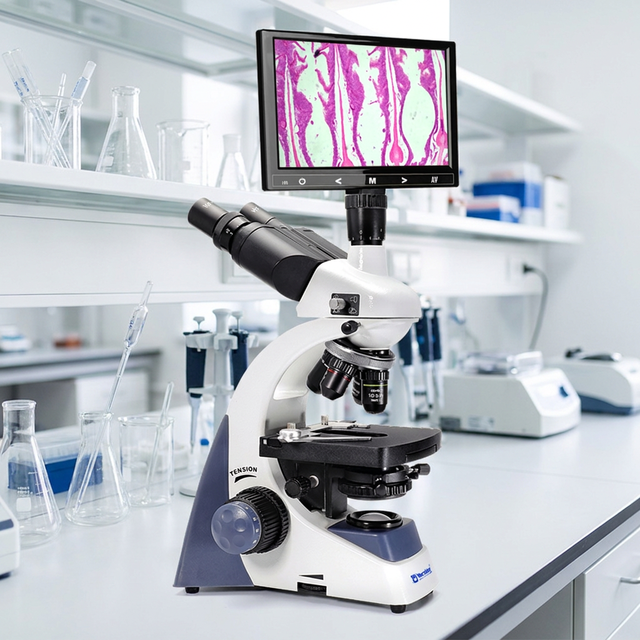 Murzider MSD105-T-09 40X-1000X Clinical Grade Trinocular Biological Microscope 9" Display for Medical Laboratory & Pathology