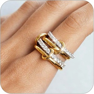 Wholesale Fashion Jewelry New Style Personalized Design Copper <strong>Ring</strong> Zircon 4 <strong>Circle</strong> <strong>Ring</strong> Hip Hop <strong>Ring</strong> for Women - Product Image 2