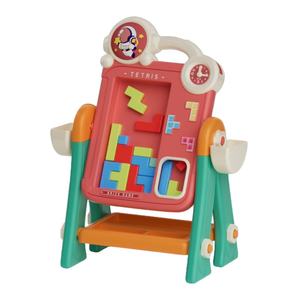 <span class=keywords><strong>Tableau</strong></span> de dessin <span class=keywords><strong>double</strong></span> <span class=keywords><strong>face</strong></span> 2 en 1, jouet éducatif avec blocs de construction, puzzle, <span class=keywords><strong>tableau</strong></span> de peinture, <span class=keywords><strong>ardoise</strong></span> d'écriture, chevalet, avec musique et histoires - Product Image 2