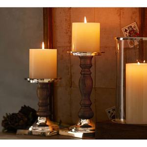 Portavelas de pilar de madera y Metal natural y plateado para el hogar Navidad boda Mesa decoración centros de mesa - Product Image 2