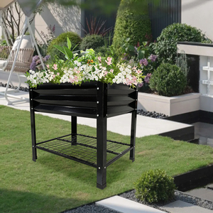 JH-Mech Lit <span class=keywords><strong>de</strong></span> <span class=keywords><strong>jardin</strong></span> surélevé sur roues Facile à assembler Grand lit carré en métal pour plantes d'extérieur - Product Image 6