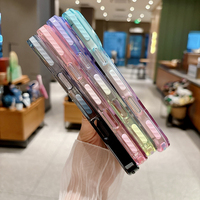 Coque arrière transparente à dégradé de couleurs fantaisie avec pare-chocs pour iPhone 18 Pro Max 17 Air 16 Plus, étui magnétique avec support rotatif