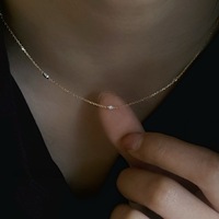 Collier fin en zircone cubique taille marquise, élégant, en or 14 carats et argent sterling 925, pour femme