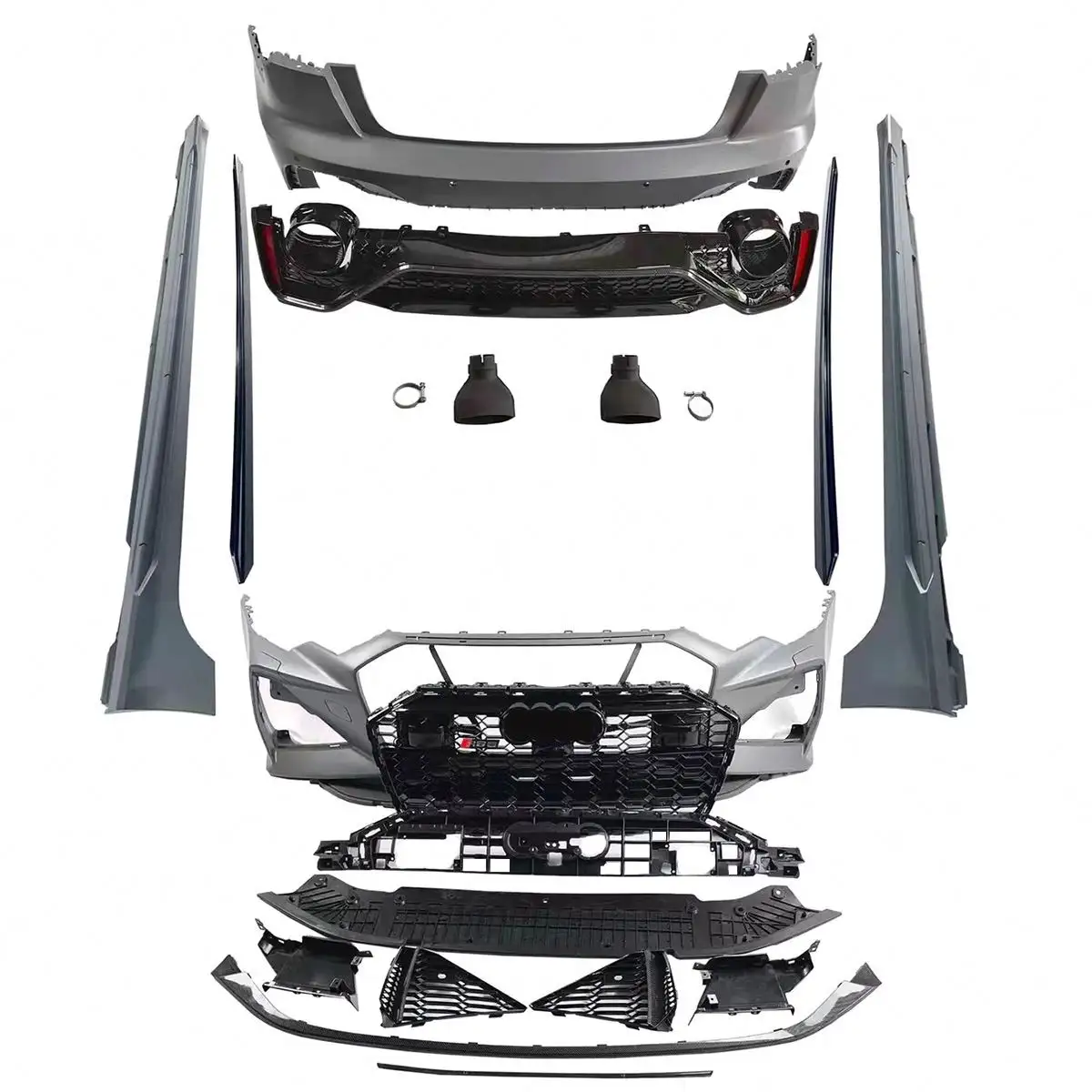 Kit carrosserie amélioré style RS6 pour Audi A6 C8 2019-2022 kit carrosserie de conversion avec pare-chocs calandre diffuseur arrière avec embout d'échappement