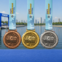 Médaille personnalisée pour le Festival des Bateaux-Dragons, en alliage de zinc, avec relief 3D de dragon, pour tournoi de sports nautiques, avec ruban sublimé, médailles de récompense