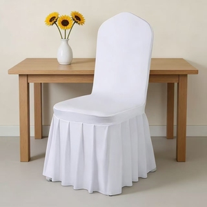 Fundas Blancas <span class=keywords><strong>para</strong></span> <span class=keywords><strong>Sillas</strong></span> de Banquete y Bodas, de Poliéster y Spandex, Elásticas, <span class=keywords><strong>para</strong></span> Hoteles y Reuniones - Product Image 1