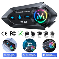 Casque de moto Y12 avec radio FM, réduction de bruit CVC+DSP, interphone de groupe pour motards, étanche IPX6, écouteurs Bluetooth pour appels