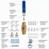 Ensemble d'adaptateurs de raccordement rapide pour système de purification d'eau avec robinet à bille de 1/4 pouce