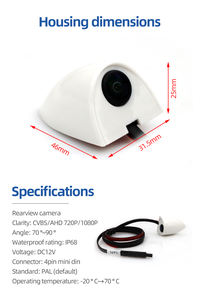 Cámara <span class=keywords><strong>de</strong></span> Punto Ciego para Auto AHD 1080P, Vista Lateral Izquierda/Derecha, IP68 Impermeable, Universal, 4 Pines DIN, Fácil Instalación, DC12V - Product Image 4