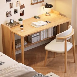 Solid Wood Folding Desk 80x60x75cm Extendable <b>Computer</b> Desk Student Home Study Desk With Storage Shelf Bedroom <b>Office</b> Furniture - Product Image 3