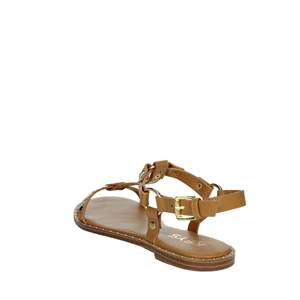Sandali piatti da donna Keys K-10890 in pelle marrone chiaro con cinturino a T e chiusura con fibbia - Product Image 2