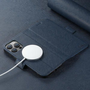 <span class=keywords><strong>Taiga</strong></span>图案皮革磁性无线充电手机外壳，适用于带卡座的iPhone 16 15 14 13 12 Pro Max Plus - Product Image 1