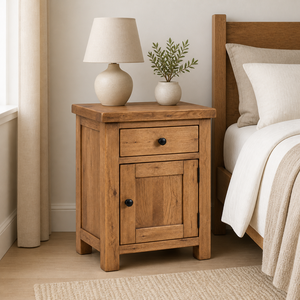 Table de chevet moderne en bois massif avec 2 tiroirs, meuble de chambre multifonctionnel fait main pour la maison et l'hôtel - Product Image 2