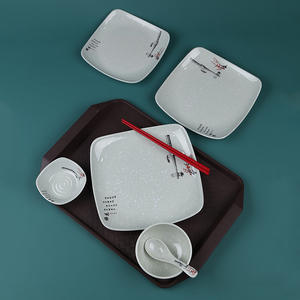 Assiette carrée en mélamine de qualité A5 Bords carrés modernes pour nouilles sautées Riz frit Bol en plastique libre-service pour plats froids - Product Image 3