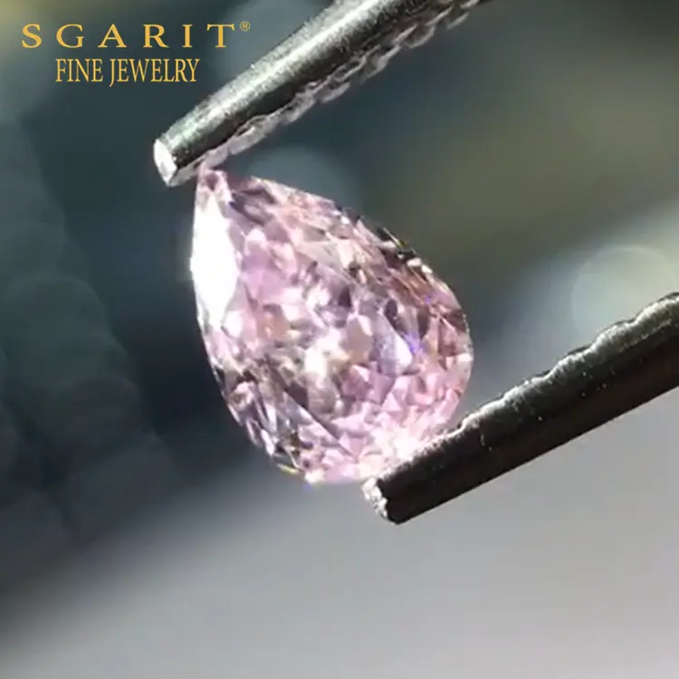 SGARIT उच्च गुणवत्ता <span class=keywords><strong>नाशपाती</strong></span> काटने रंग हीरा आभूषण 0.4ct बनाने के लिए फैंसी गुलाबी बैंगनी प्राकृतिक ढीला हीरे