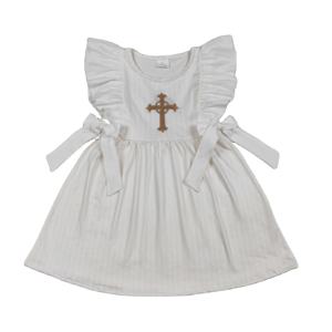 Vestido GSD2904 RTS para Niña Pequeña, Vestido Blanco con Bordado de Cruz, Vestido Infantil al por Mayor, Vestido para Bebé Niña - Product Image 1