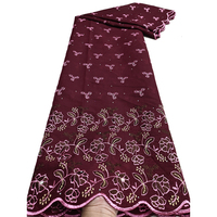 Tissu en coton de haute qualité NI.AI avec de petites fleurs brodées, nouveau design, dentelle suisse en voile pour robe femme