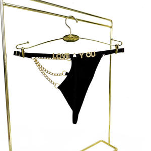 Nouvelle conception de string à chaîne sexy pour femme, lettres en strass personnalisées, nom personnalisé, string unique à entrejambe ouvert - Product Image 5