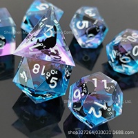 Logo kustom Set dadu DND 16mm ukiran Resin polihedral dadu tajam 6 logam & batu permata bahan untuk RPG dugeon Naga