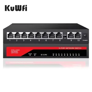 Factory Price KuWFi 100m wifi distance 24V ethernet 10 Ports Gigabit Network Switch for wifi network