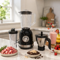 Appareil de cuisine 3-en-1 multifonctionnel, mixeur-blender-robot culinaire en acier inoxydable haute vitesse 1000W, 3 vitesses, usage hôtelier