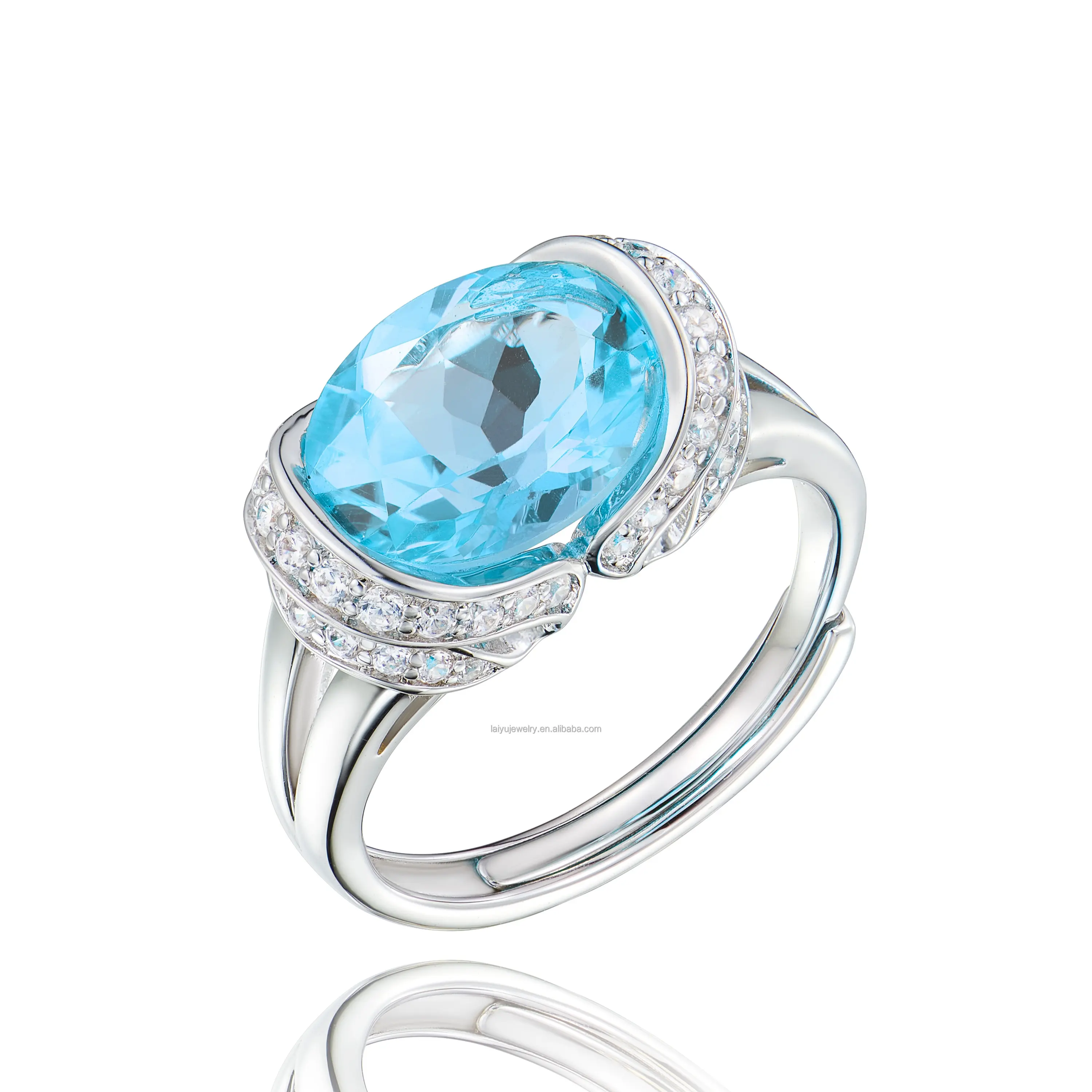 Anillos de cristal de piedra natural personalizados para mujer, anillos de compromiso de diamantes de Plata de Ley 925