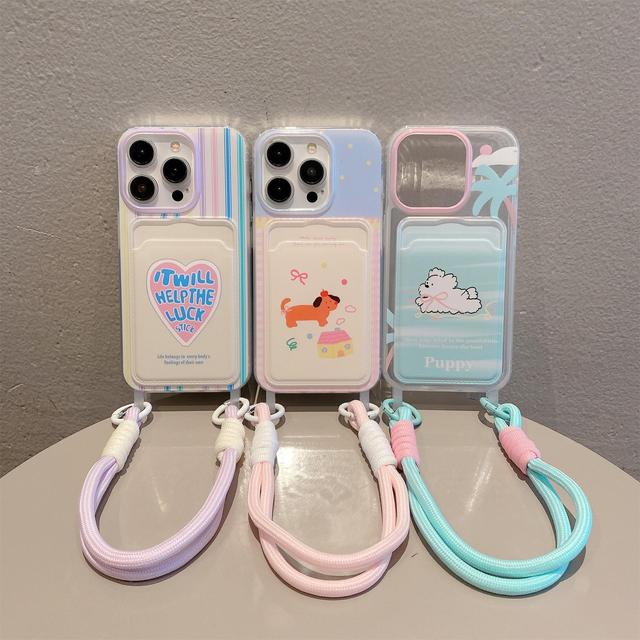 Popular Design Bulk Cute Cartoon Card Holder Wallet Pocket Silicone Bracelet Cell Phone