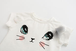 Vêtements pour bébés, ensembles de vêtements d'été pour enfants, ensembles de boutique pour filles, jupe en dentelle avec motif de chat mignon, fabriqué en Chine - Product Image 4