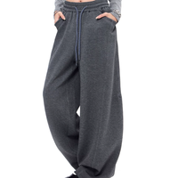 Pantalon de survêtement ample et personnalisé pour femme en molleton bouclette, taille élastique avec cordon de serrage, coupe oversize et incurvée, style décontracté, commande en gros
