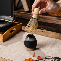 Nouveautés Set de fouet et bols japonais Matcha Logo personnalisé Service à thé Matcha en céramique noire