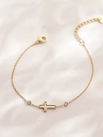 Pulsera de Cruz Chapada en Oro de Acero Inoxidable Resistente al Agua, Éxito de Ventas en Tiktok de Fanhua Jewelry