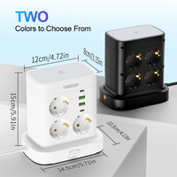 Prise de courant VINISEM EU Tower Light avec 7 prises AC, 2 ports USB, 2 ports Type-C, protection contre les surtensions, prise OEM&ODM, interrupteur, rallonge